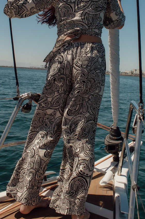 Paisley Wide Pull-On Trousers