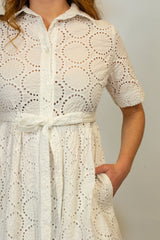 Broderie Anglaise Shirt Dress - SixSeven By Ullman