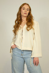 Milk Bow Top with Bell Sleeves - SixSeven By Ullman