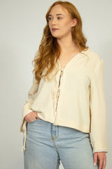 Milk Bow Top with Bell Sleeves - SixSeven By Ullman