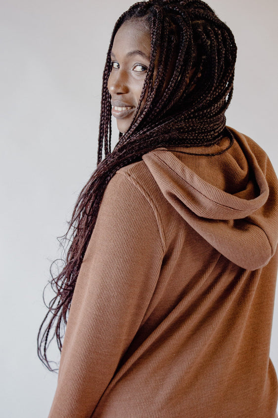 Ribbed Mocha Hoodie - SixSeven By Ullman